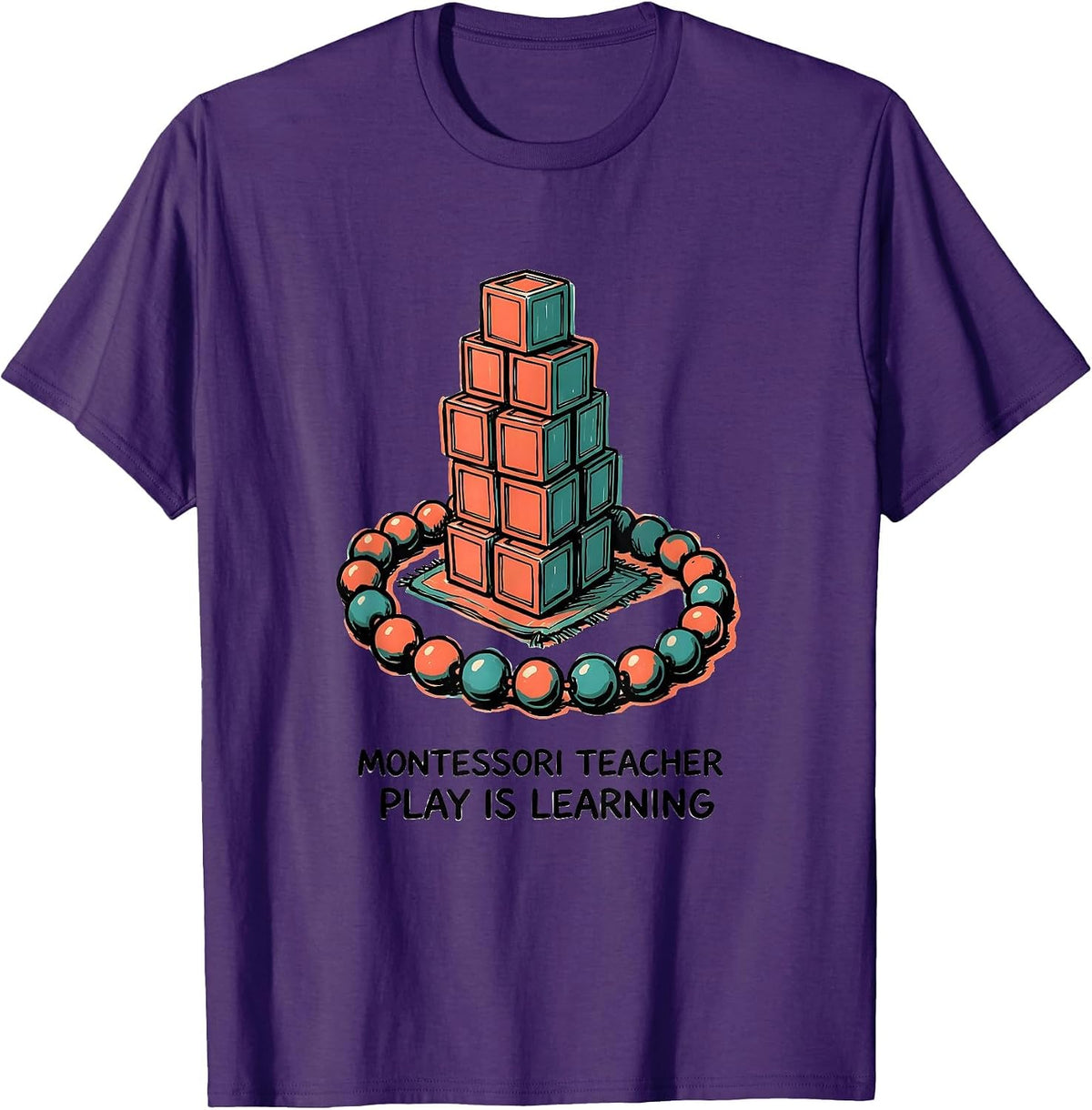 Men's Montessori Teacher Play Is Learning Preschool Educator Back T-Shirt - Purple