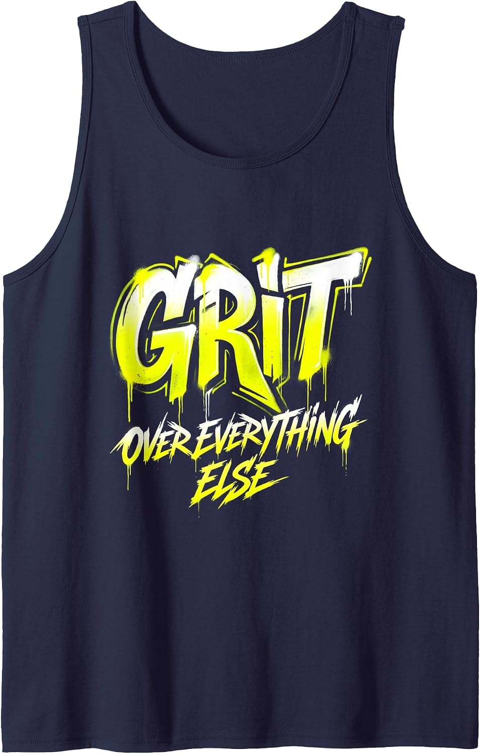 Grit Over Everything Motivational Design Tank Top - Navy Blue