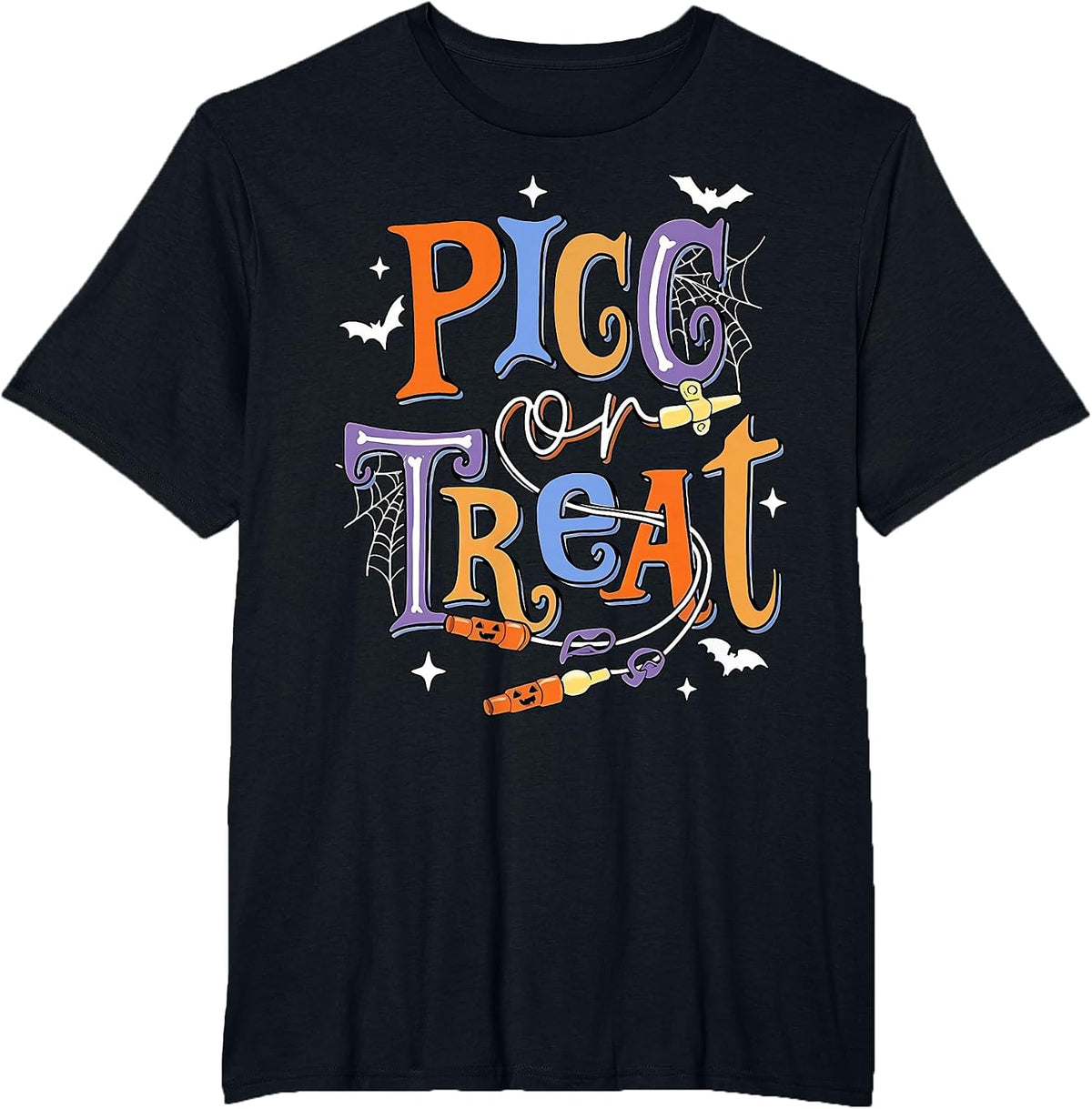 PICC Or Treat Vascular Access Team PICC IV Nurse Halloween T-Shirt - Black