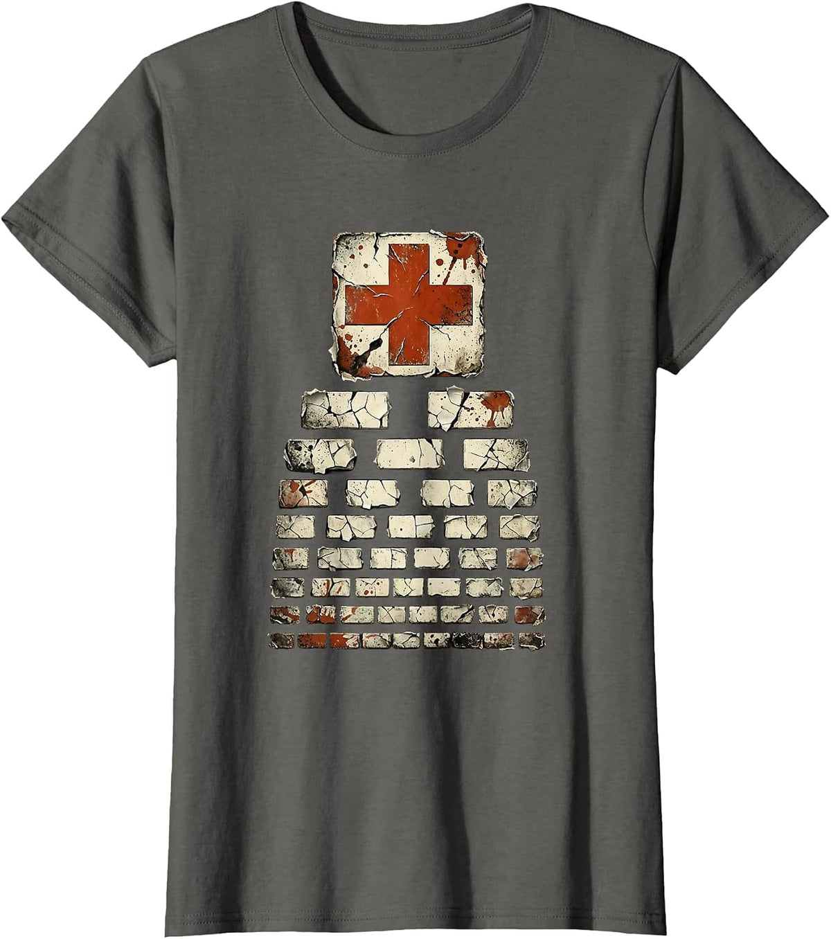 Women's School Nurse Eye Chart Graphic Design T-Shirt - Asphalt Grey