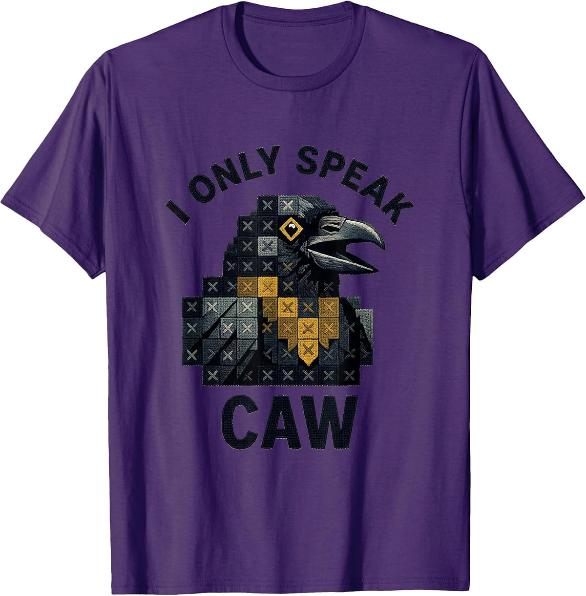 Men's I Only Speak Caw Funny Crow Bird Design T-Shirt - Purple