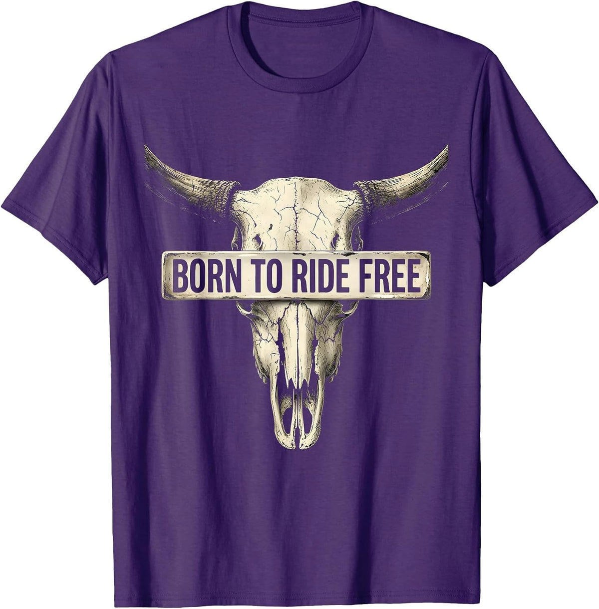 Born to Ride Free Cowgirl Western Design T-Shirt - Purple