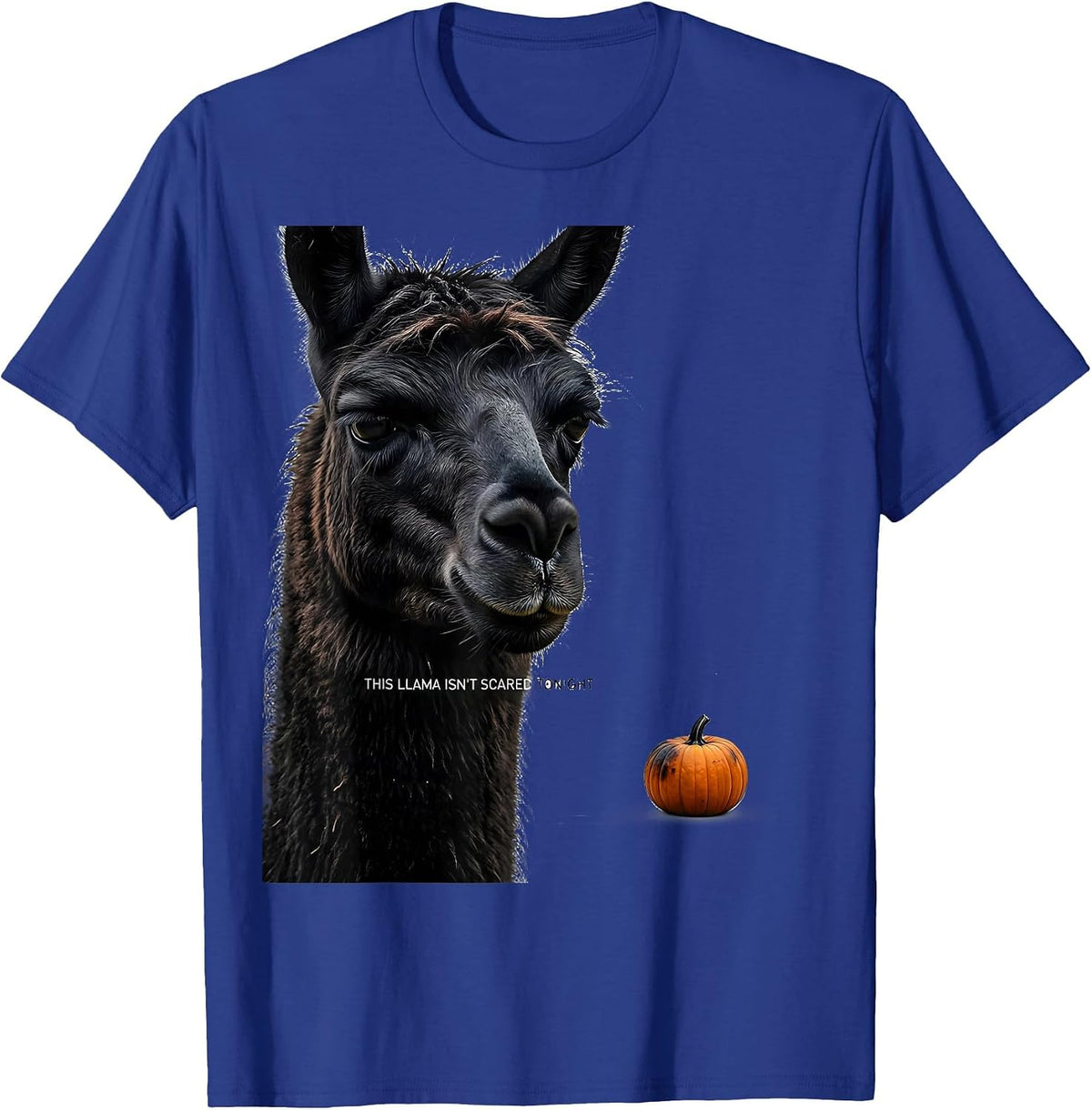 Men's This Llama Isn't Scared Tonight Funny Llama Lover Halloween T-Shirt - Royal Blue