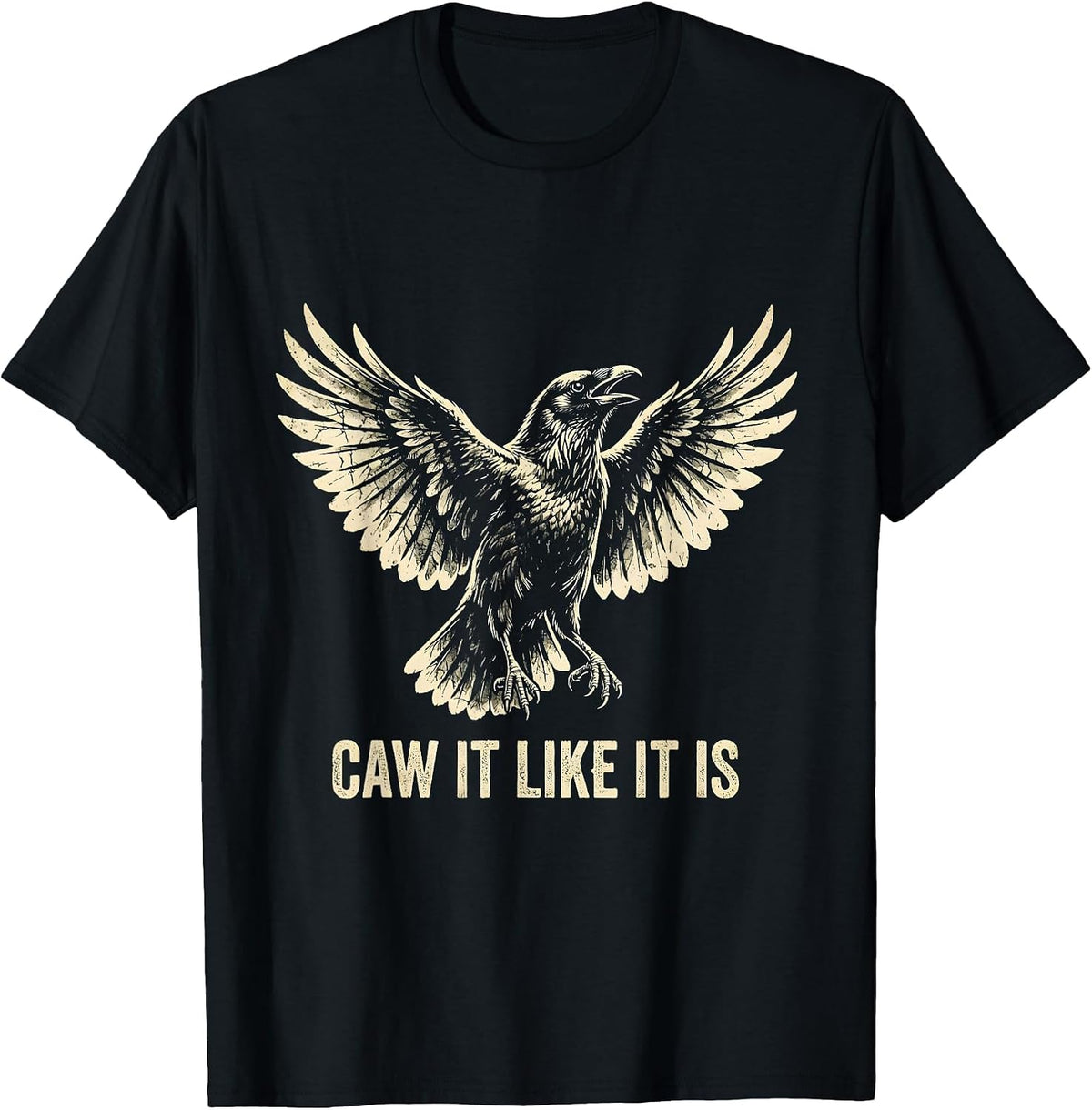 Men's Caw It Like It Is Funny Crow Design T-Shirt - Black