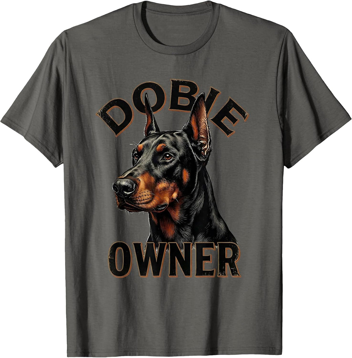 Men's Dobie Owner Vintage Doberman Pinscher Dog Lover Gift T-Shirt - Asphalt Grey