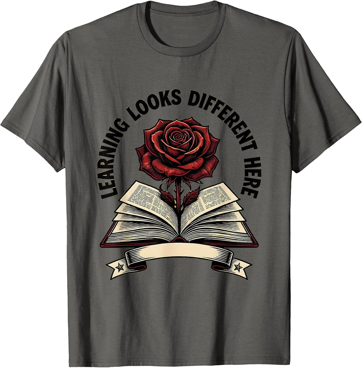 Learning Looks Different Here Paraprofessional T-Shirt - Asphalt Grey