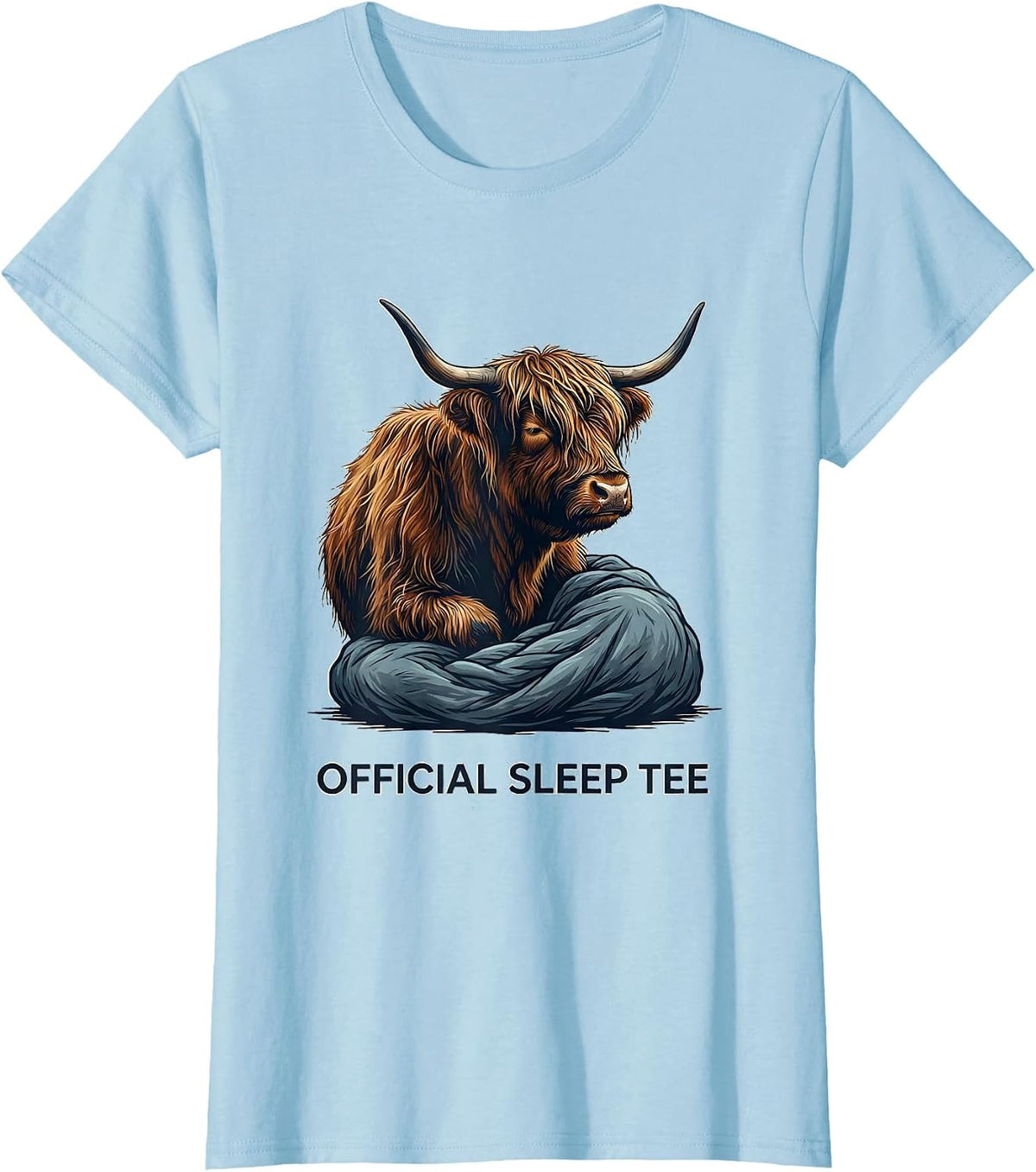 Women's Official Sleep Tee Cozy Highland Cow Pajama Nightgown T-Shirt - Baby Blue