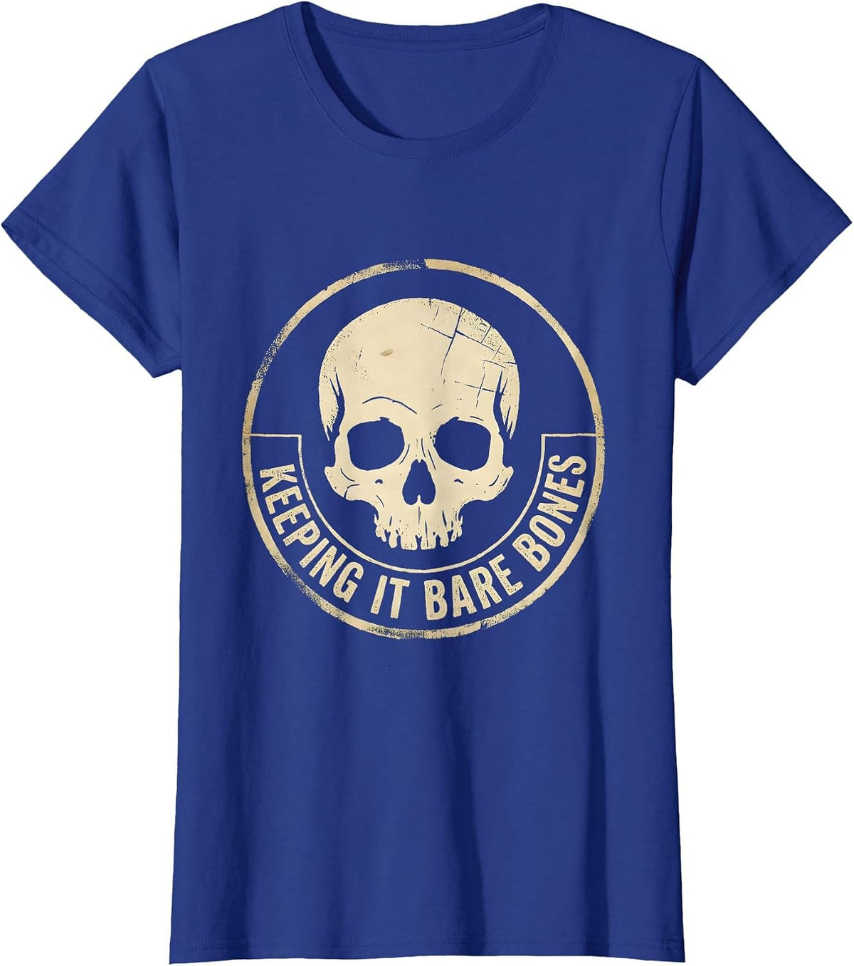 Women's Keeping It Bare Bones Skeleton Graphic Design T-Shirt - Royal Blue