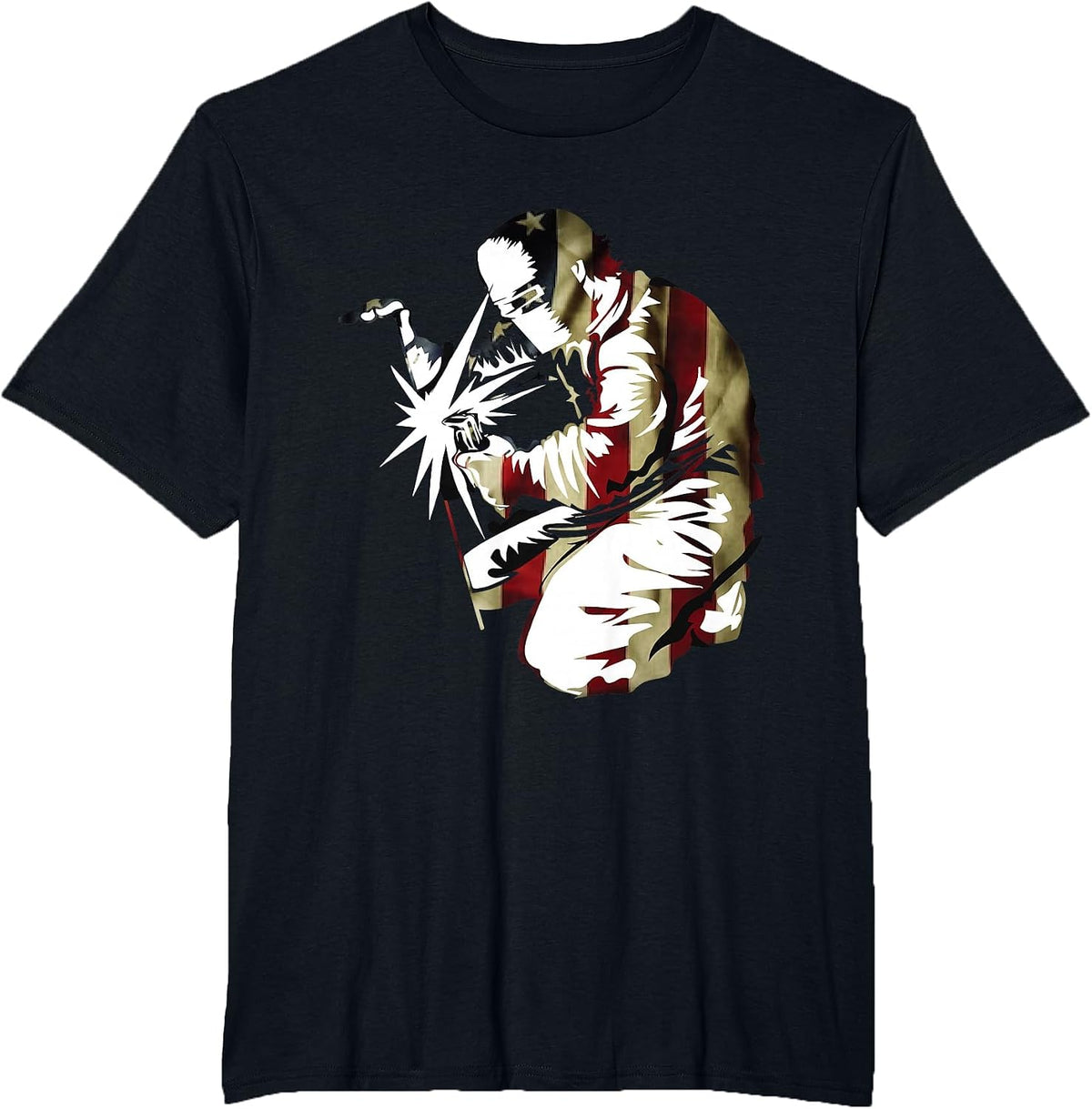 Patriotic American Welder with US Men Welding T-Shirt - Black