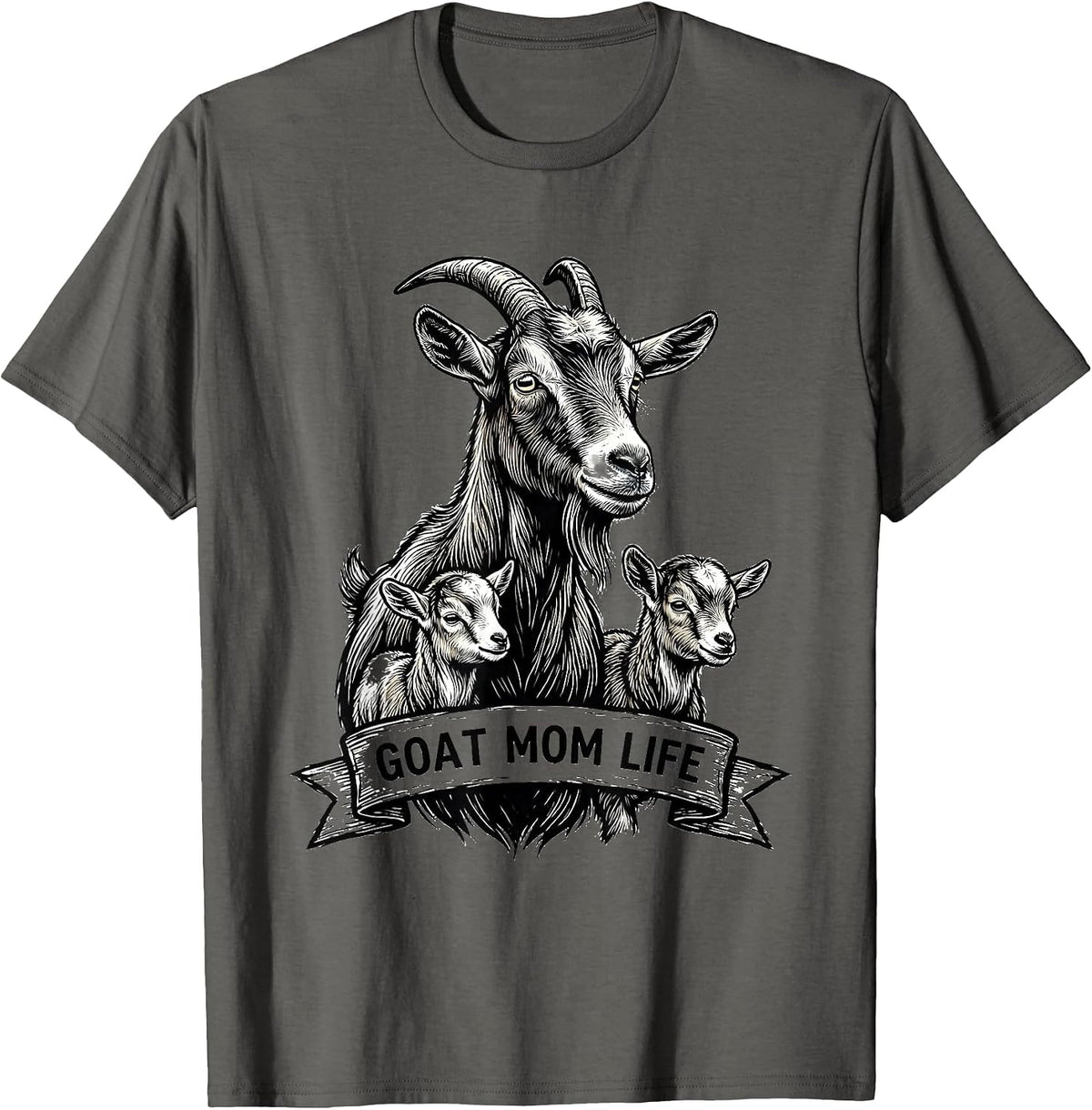 Men's Goat Mom Life Proud Goat Lover Design T-Shirt - Asphalt Grey