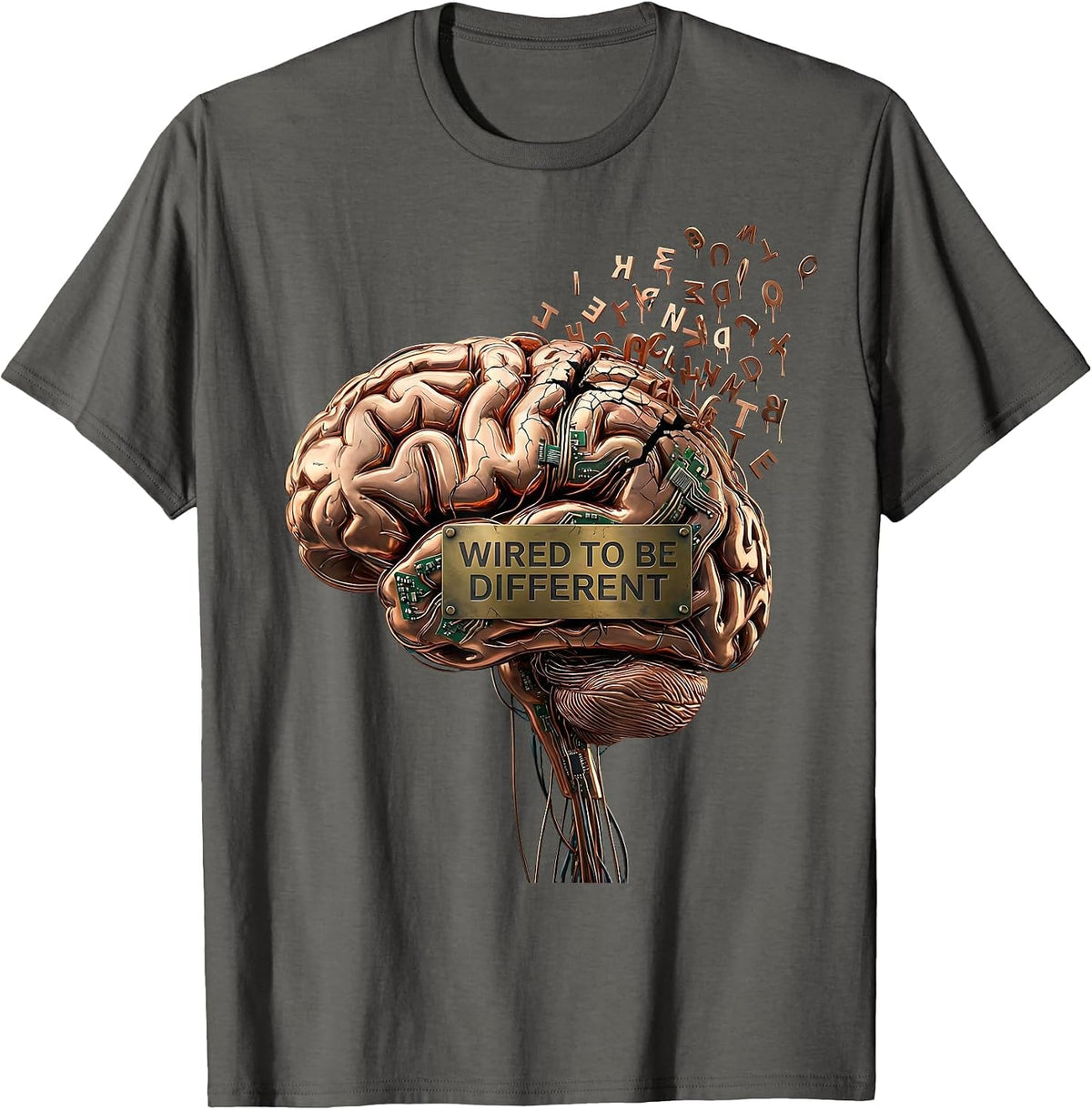 Men's Wired to Be Different Dyslexia Awareness Design T-Shirt - Asphalt Grey
