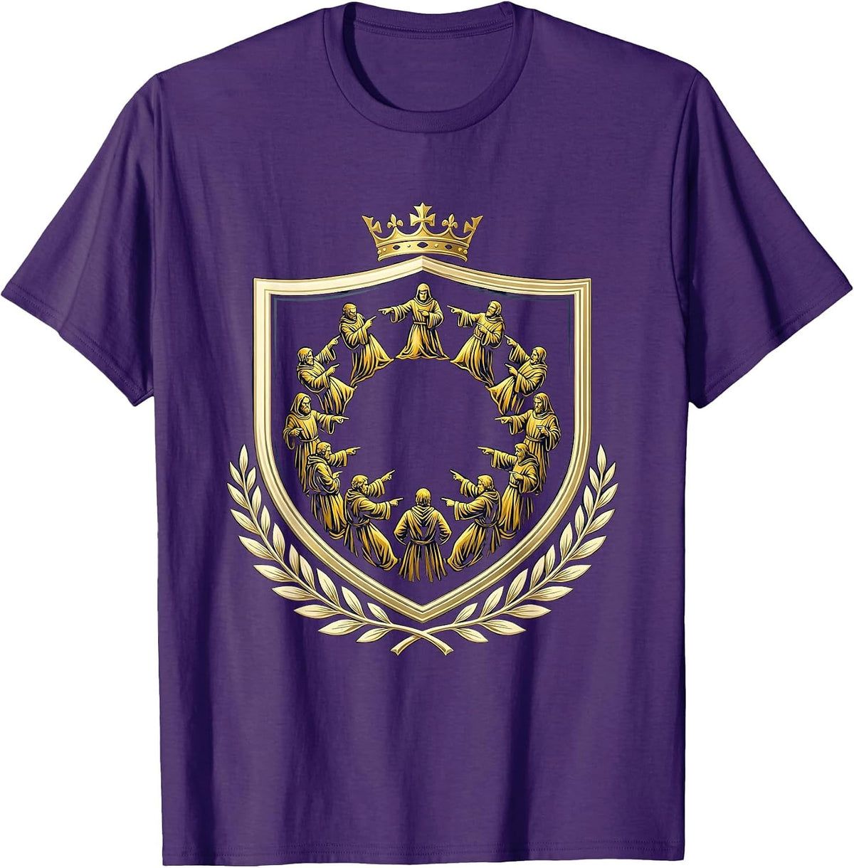 Apostles Finger Pointing Bible Humor Graphic T-Shirt - Purple