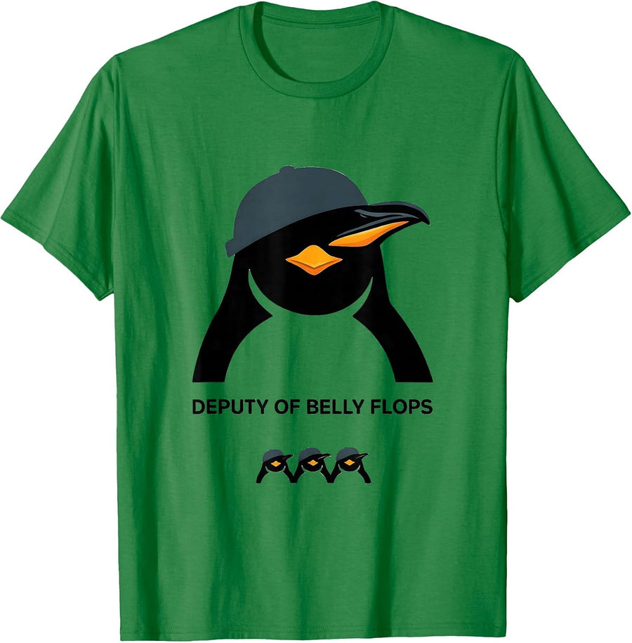 Men's Deputy Of Belly Flops Funny Penguin Animal Lover Halloween T-Shirt - Kelly Green