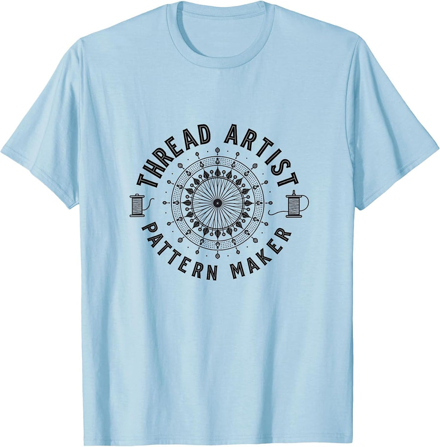 Thread Artist Pattern Maker Embroidery Design T-Shirt - Baby Blue