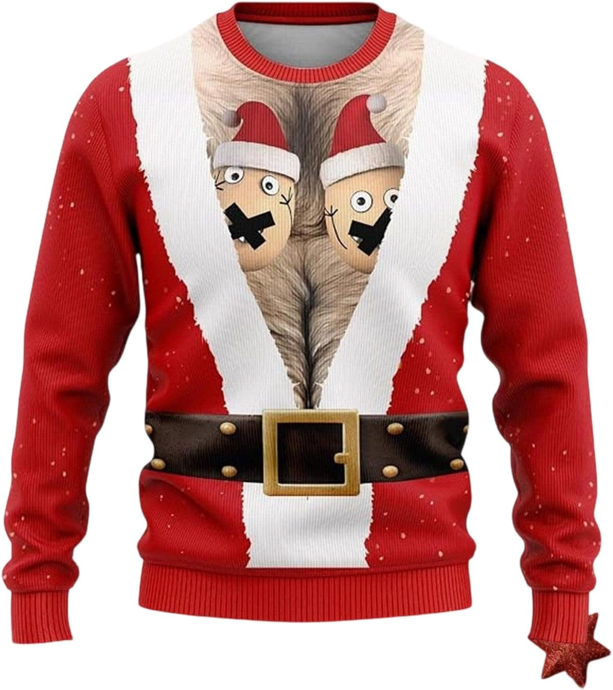RTRDE Mens Ugly Christmas Sweater Crew Neck Knit Sweatshirt - Wine