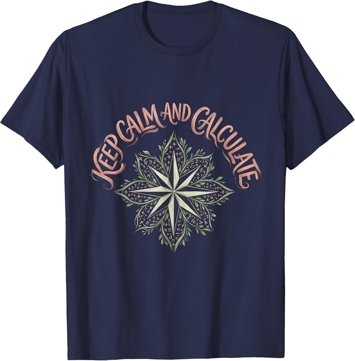 Keep Calm and Calculate Math Lover Design T-Shirt - Navy Blue