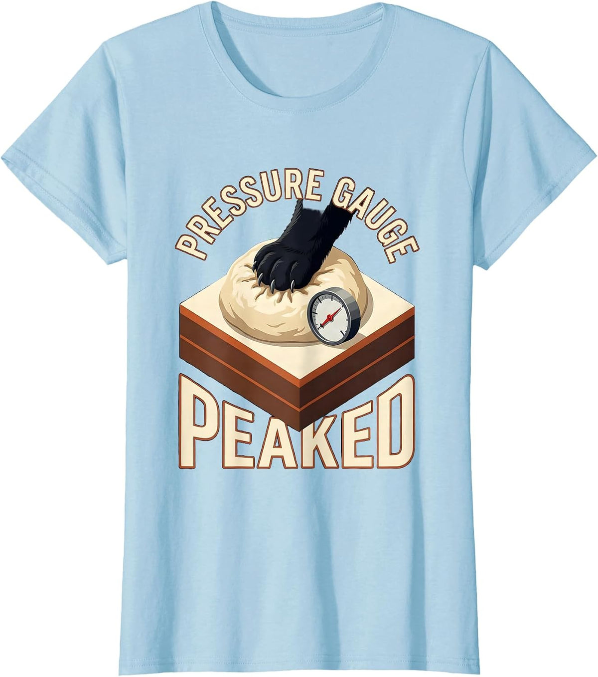 Women's Pressure Gauge Peaked Funny Black Cat Bakery Pet Lover Humor T-Shirt - Baby Blue