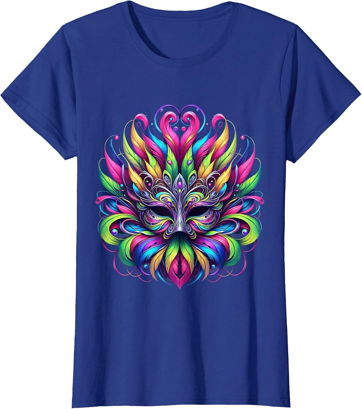 Mardi Gras Mask Carnival Rio T-Shirt - Royal Blue