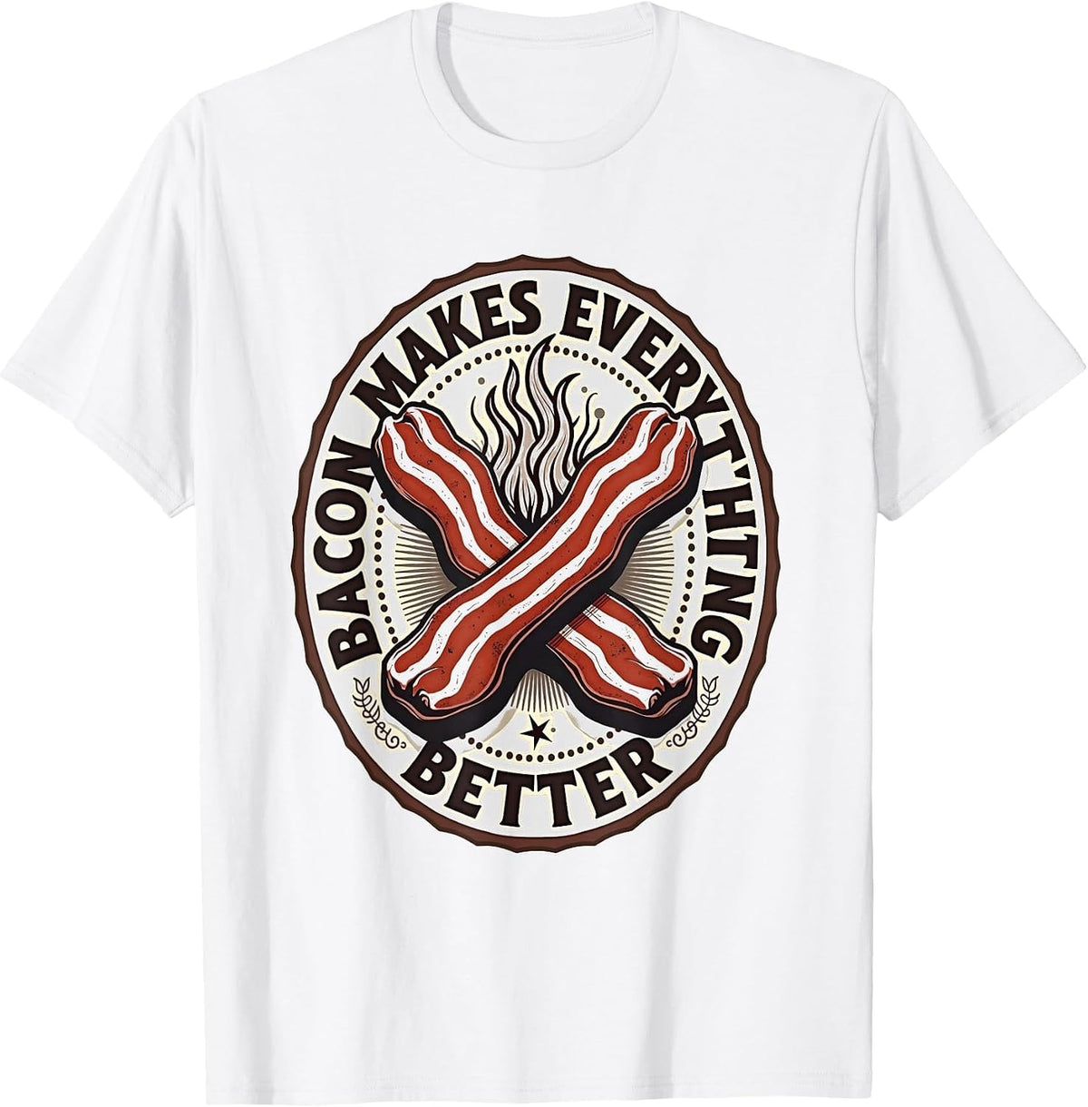 Bacon Makes Everything Better Funny Men's Design T-Shirt - White