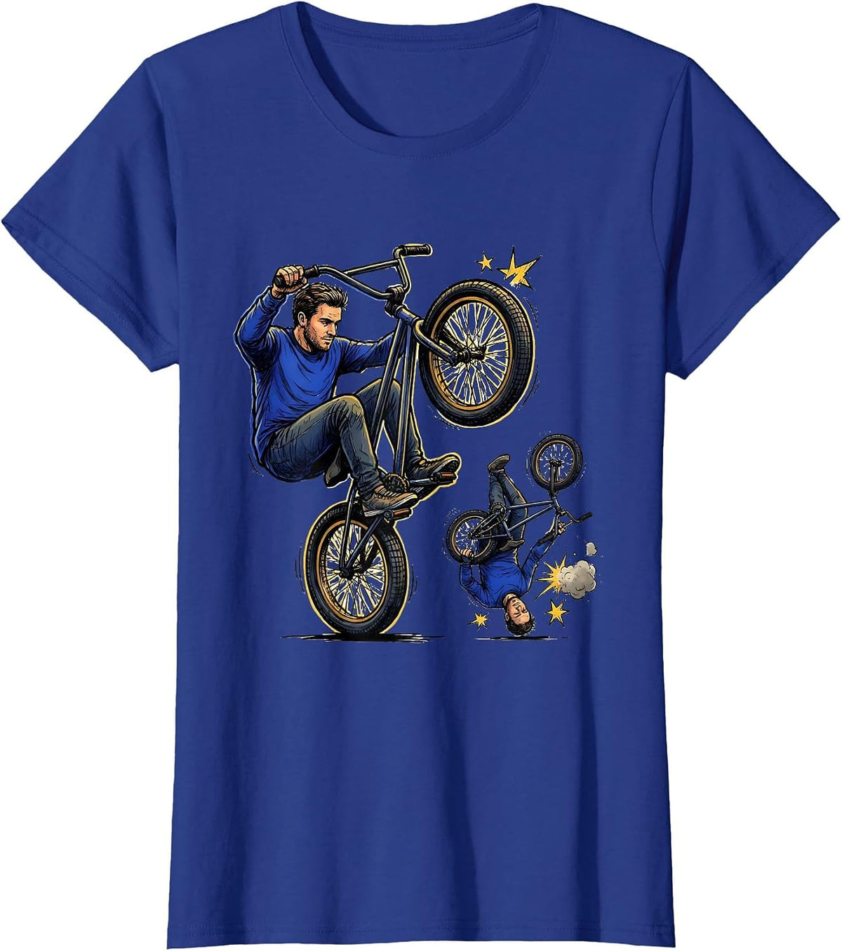 Women's Confident BMX Rider Manual Pose Extreme Sports Fan T-Shirt - Royal Blue