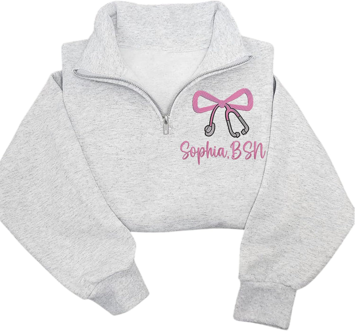 Personalized Nurse Quater Zip Embroidered Sweatshirt, Custom RN CNA ICU MSN, Graduation for Nurse - Nurse Sweatshirt 16