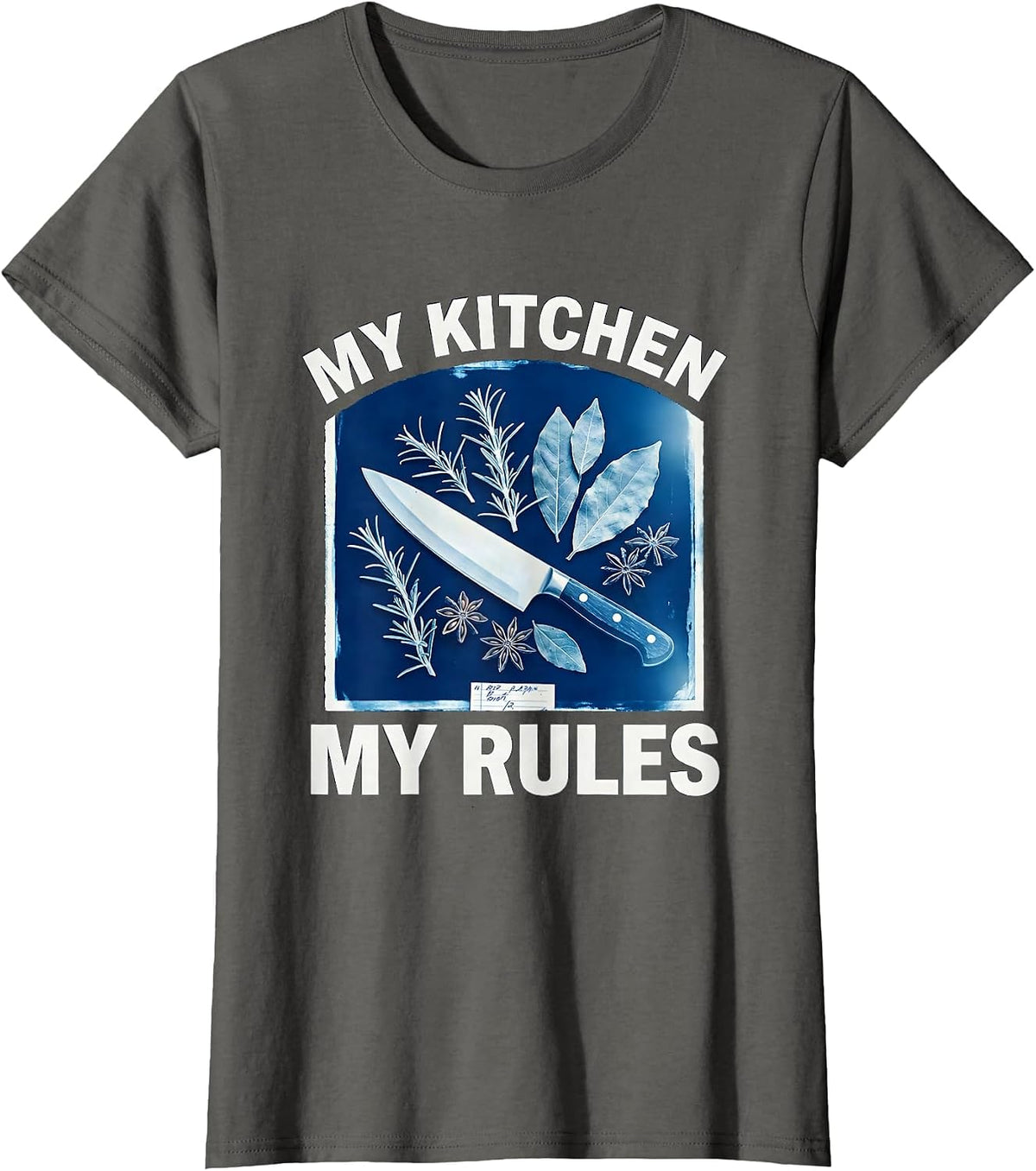 Women's My Kitchen My Rules Chef Cooking Design T-Shirt - Asphalt Grey