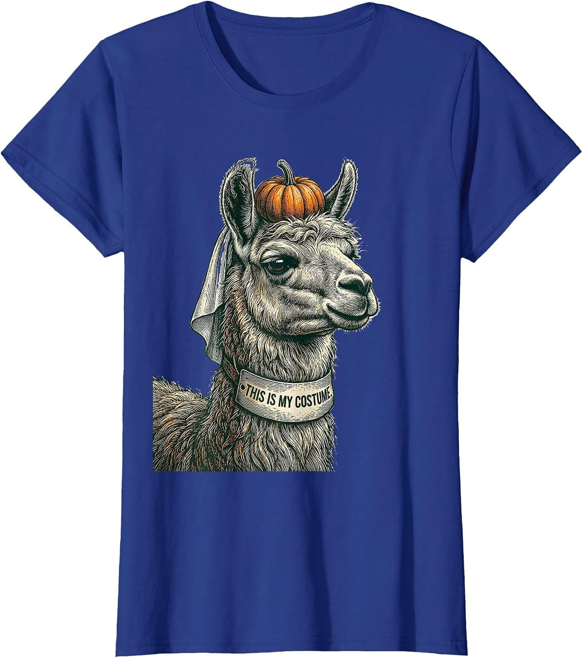 Women's This Is My Costume Funny Llama Halloween Party Novelty Humor T-Shirt - Royal Blue