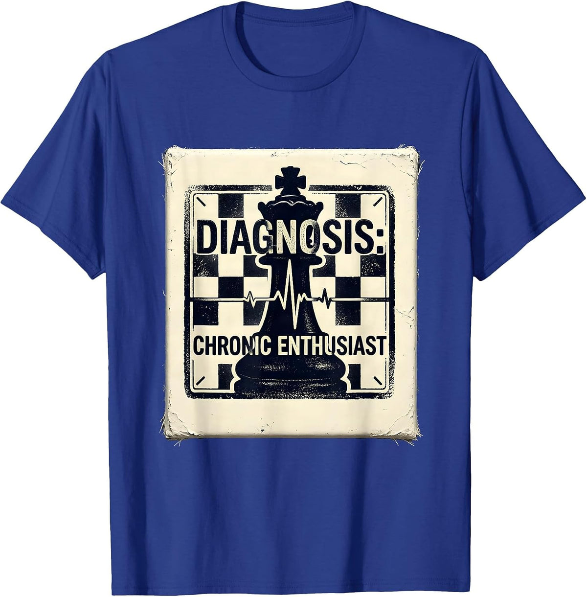Men's Diagnosis: Chronic Enthusiast Vintage Chessboard Hobby Fan T-Shirt - Royal Blue