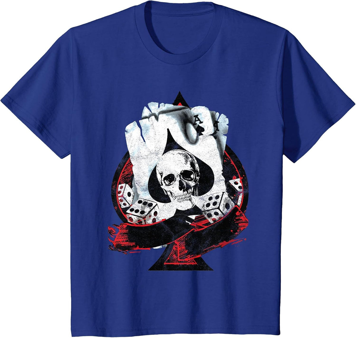 Scorched Ace of Spades Dice Poker Player T-Shirt - Royal Blue