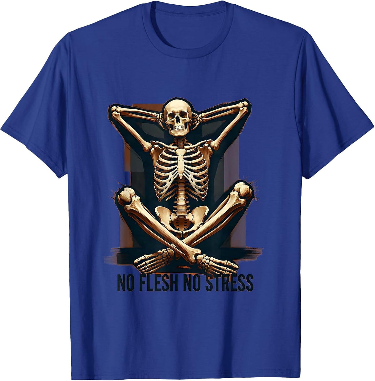 No Flesh No Stress Vegan Lifestyle Design T-Shirt - Royal Blue