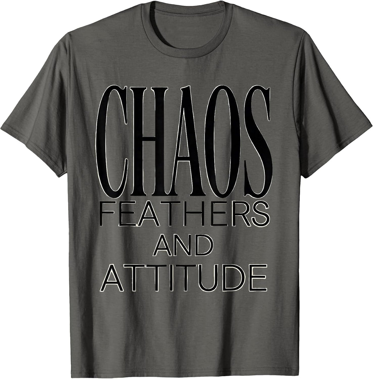 Men's Chaos Feathers and Attitude Crow Design T-Shirt - Asphalt Grey