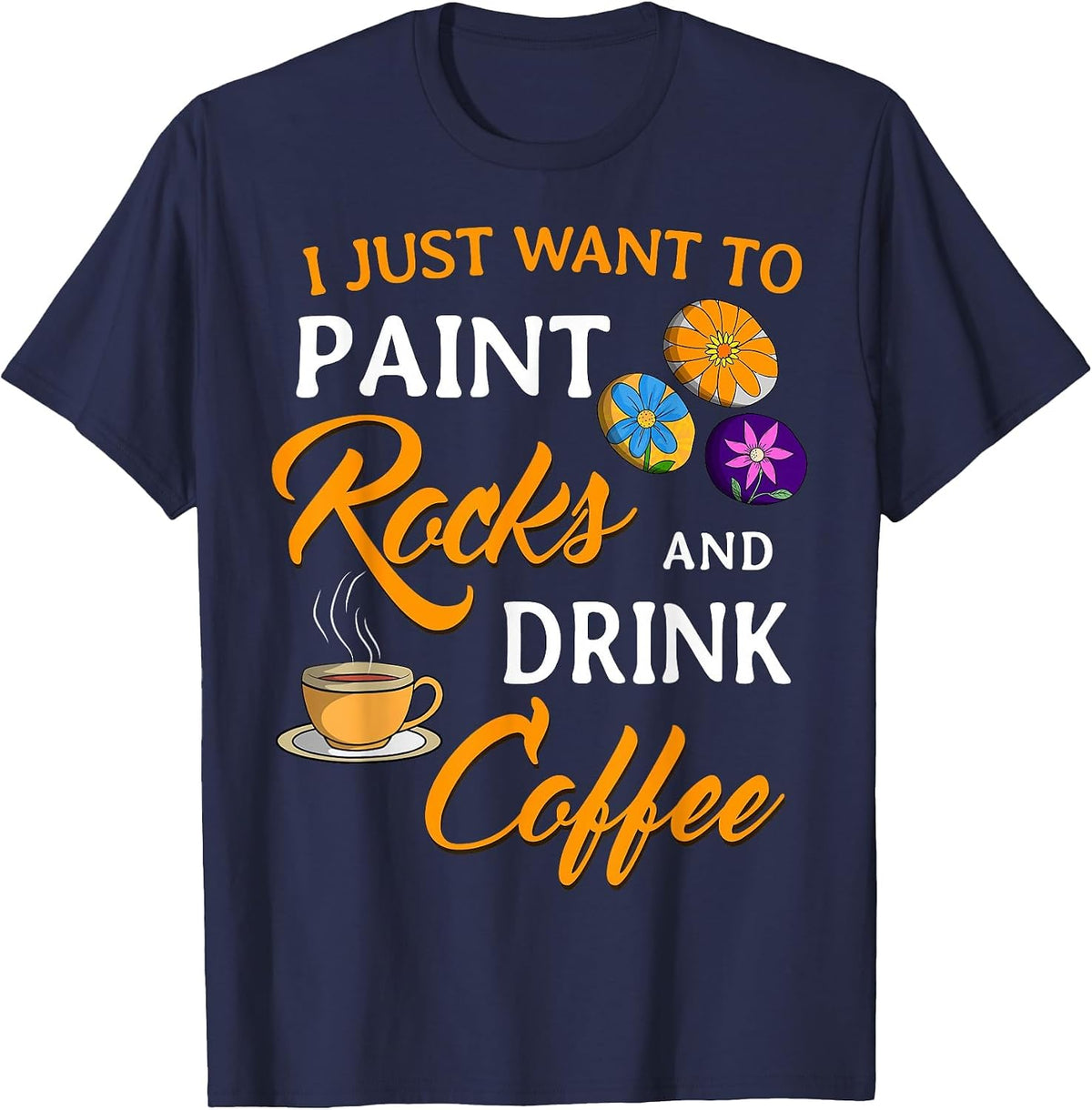 Rock Painting Cave Drawing Painter Parietal Art Coffee Lover T-Shirt - Navy Blue