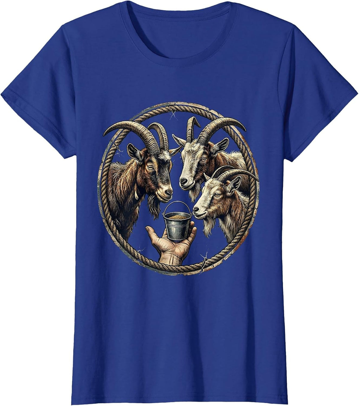 Women's Goat Keeper Distressed Farm Animal Humor T-Shirt - Royal Blue