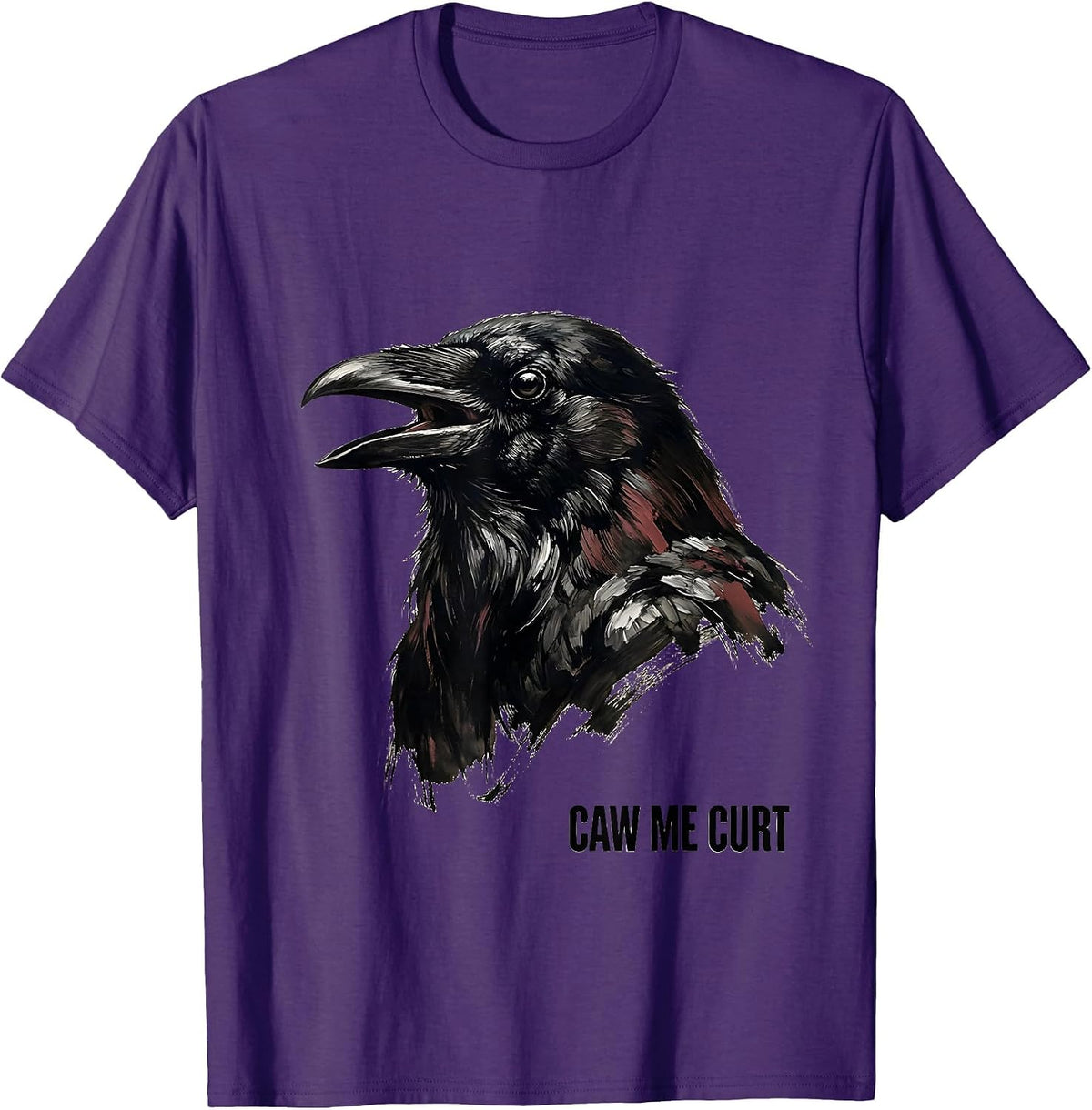 Men's Caw Me Curt Gothic Crow Raven Bird-Pun Humor T-Shirt - Purple