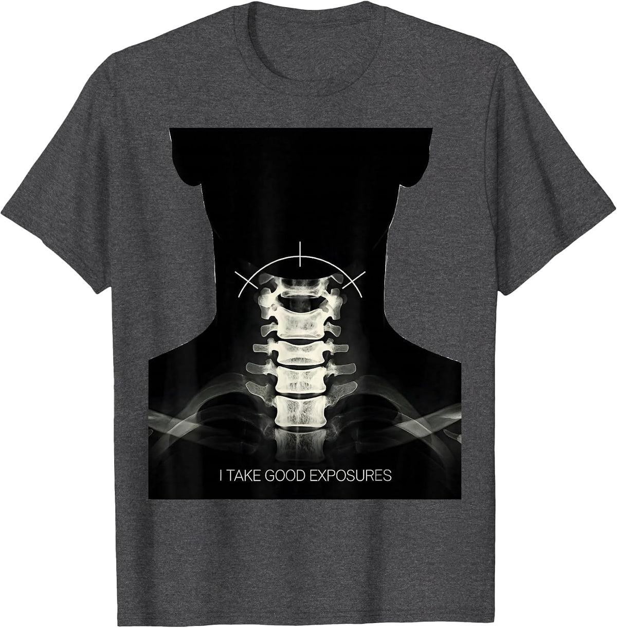 Men's I Take Good Exposures Radiology Tech X-ray Technologist T-Shirt - Dark Heather Grey