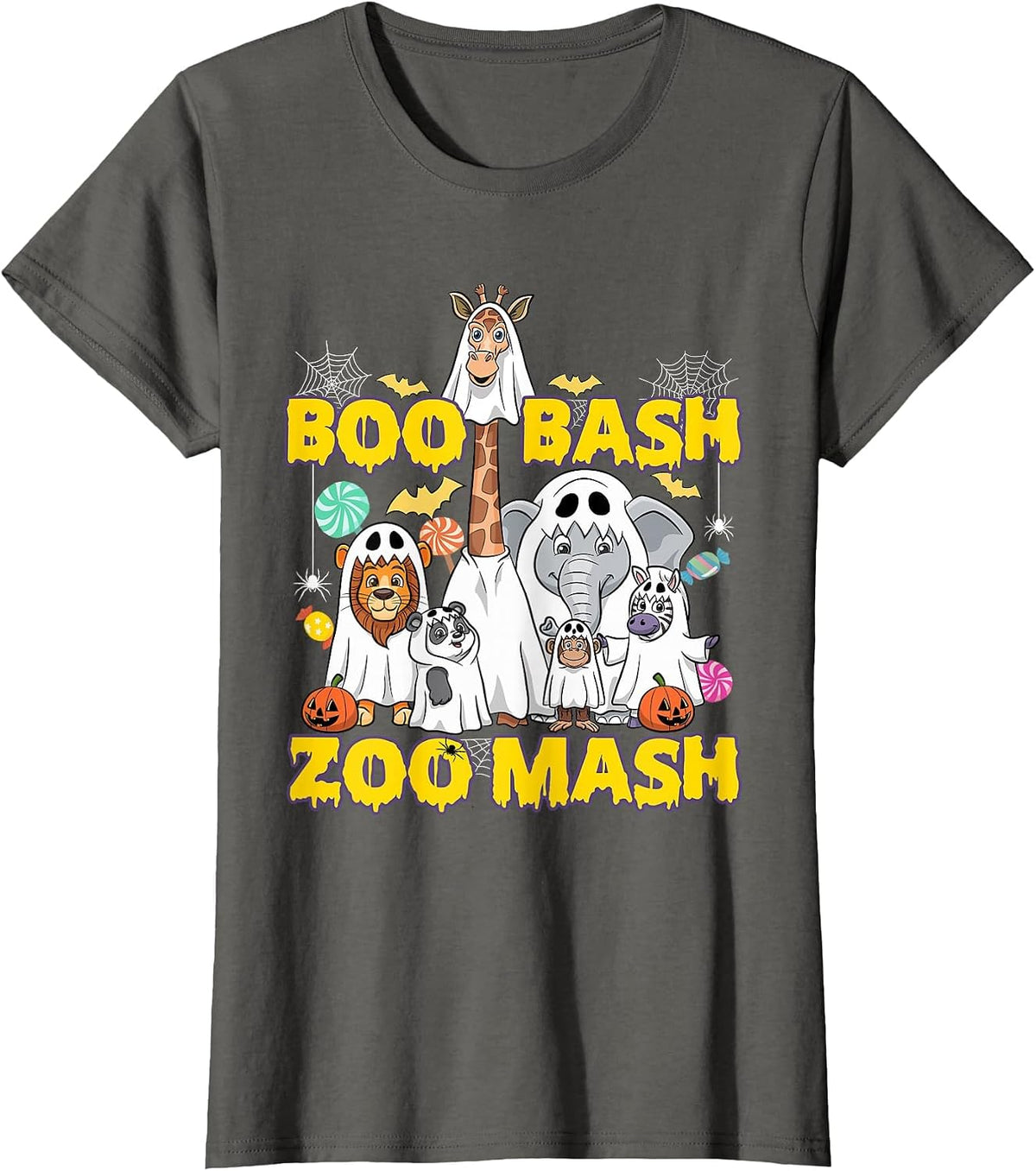 Boo Bash Zoo Mash Halloween Animals T-Shirt - Asphalt Grey
