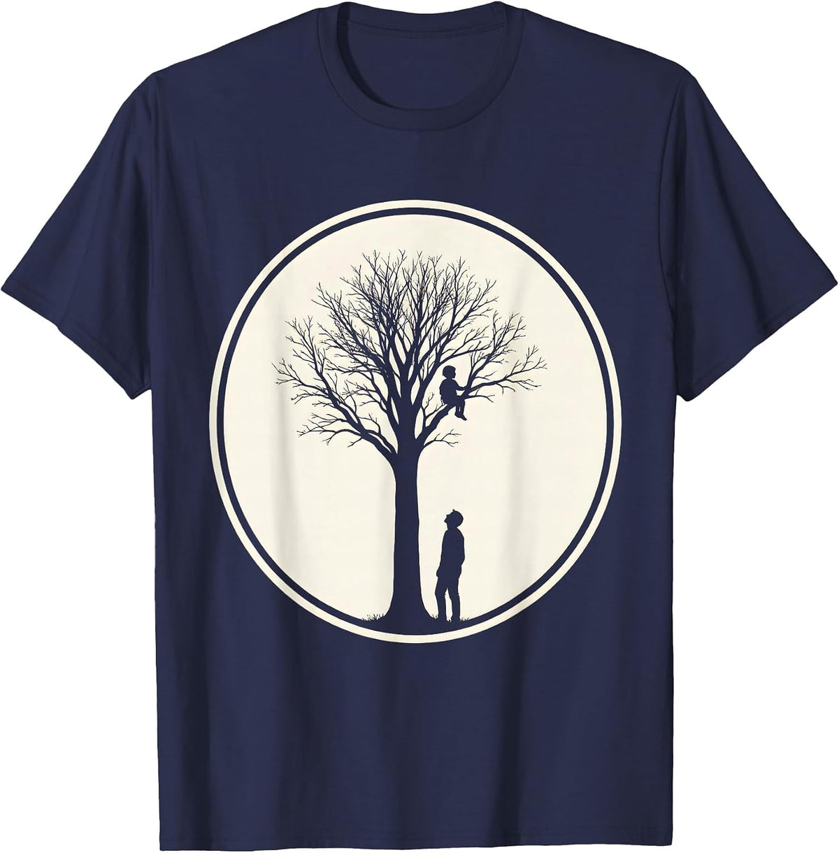 Boy Mom Tree Climbing Adventure Graphic T-Shirt - Navy Blue