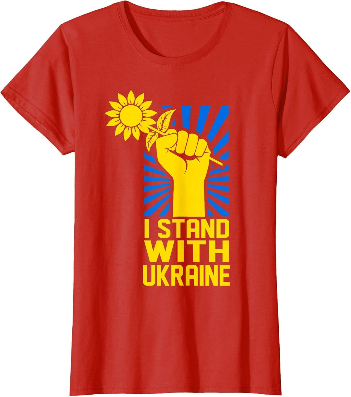 I Stand with Ukraine Sun-Flower Support Ukraine Ukrainian T-Shirt - Red