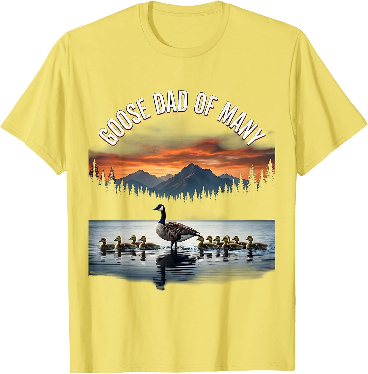 Men's Goose Dad of Many Funny Waterfowl Design T-Shirt - Lemon Yellow