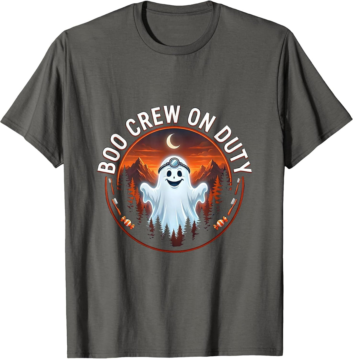 Men's Boo Crew On Duty Dentist Halloween Design T-Shirt - Asphalt Grey