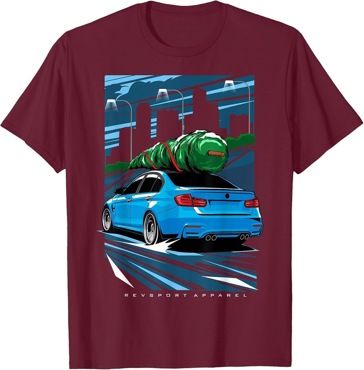 F80 M3 Christmas Tree T-Shirt - Burgundy