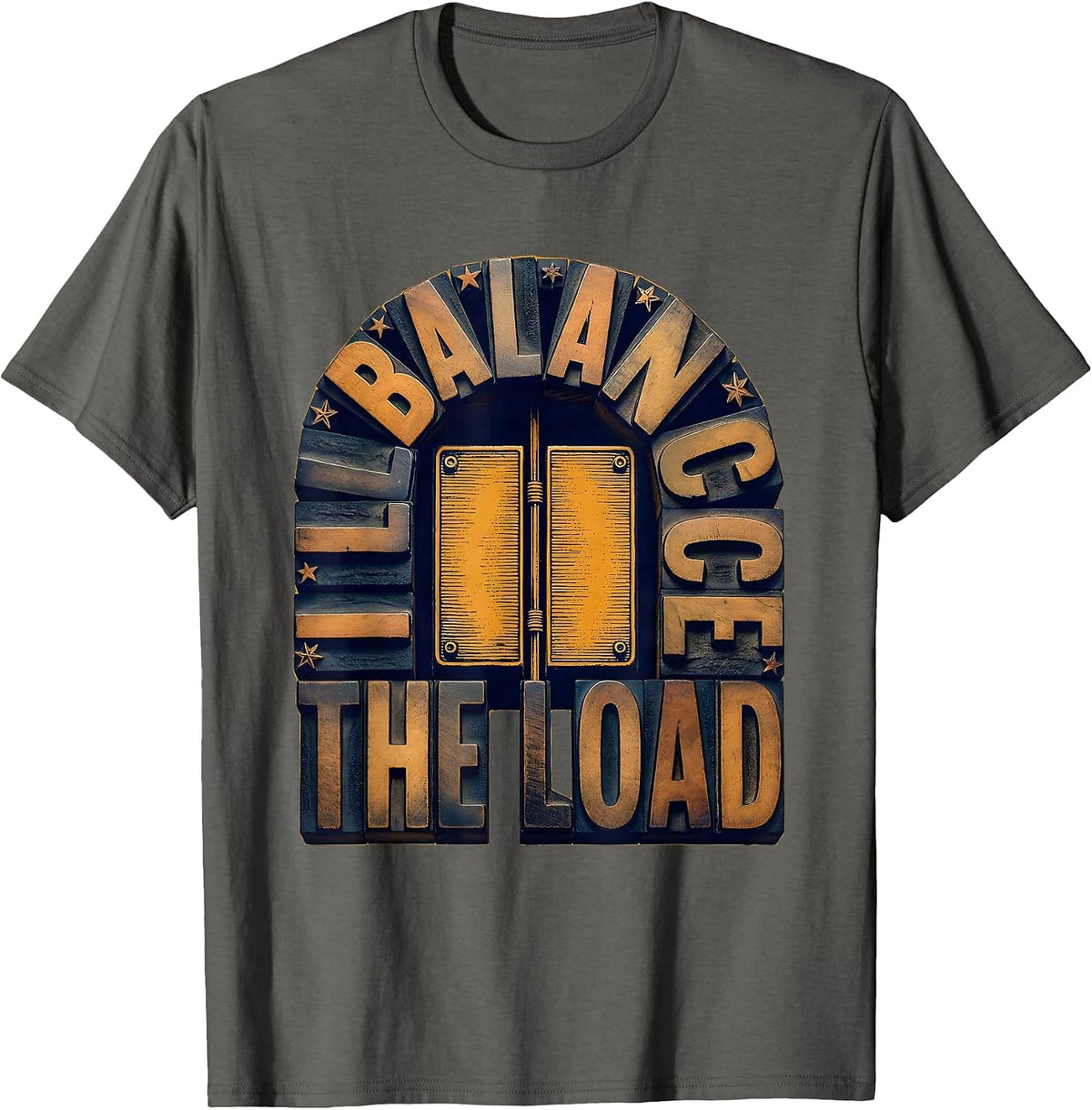 I Balance The Load Funny Electrician Skeleton Sarcastic T-Shirt - Asphalt Grey