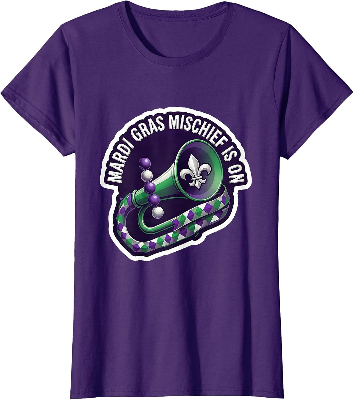 Women's Mardi Gras Mischief Is On Festive Humor Carnival Party T-Shirt - Purple