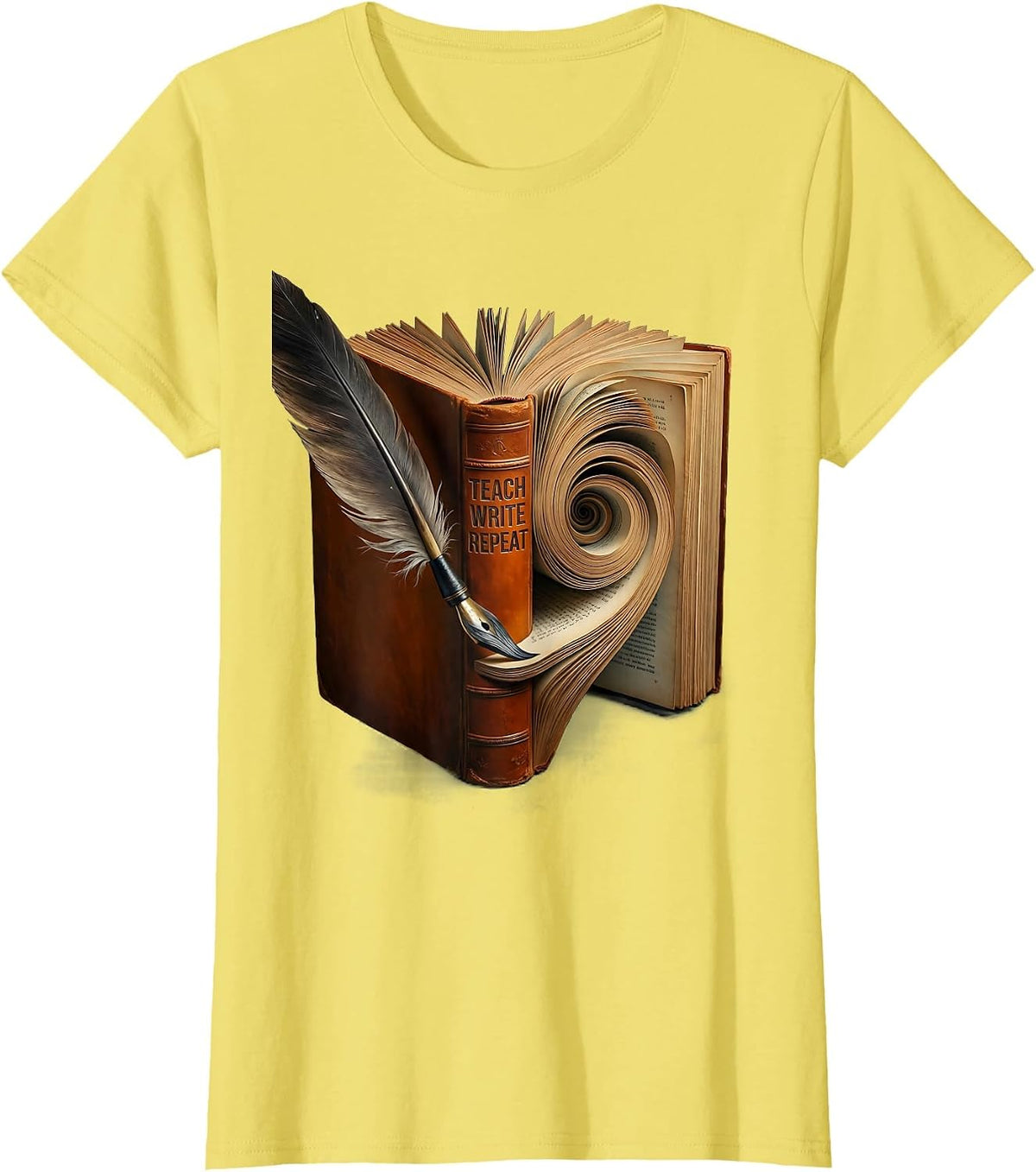 Teach Write Repeat English Teacher Design T-Shirt - Lemon Yellow