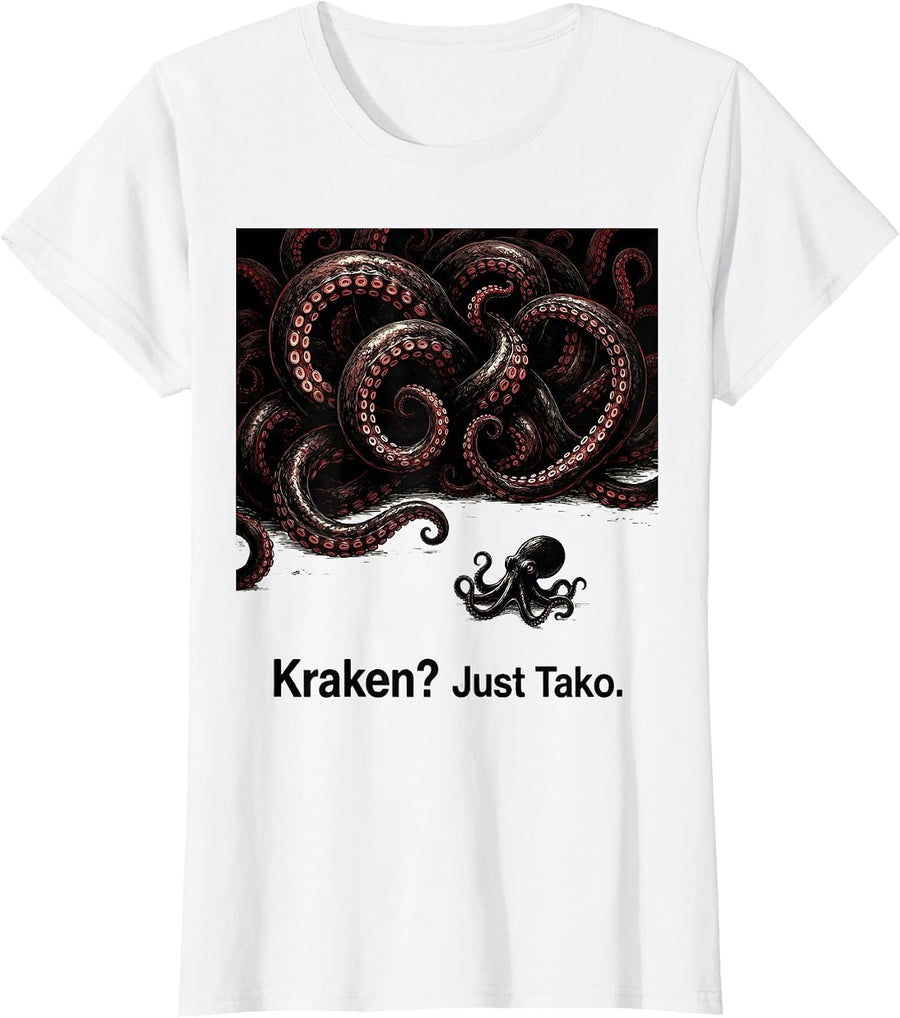 Women's Kraken? Just Tako Whimsical Octopus Lover Vintage Sea T-Shirt - White