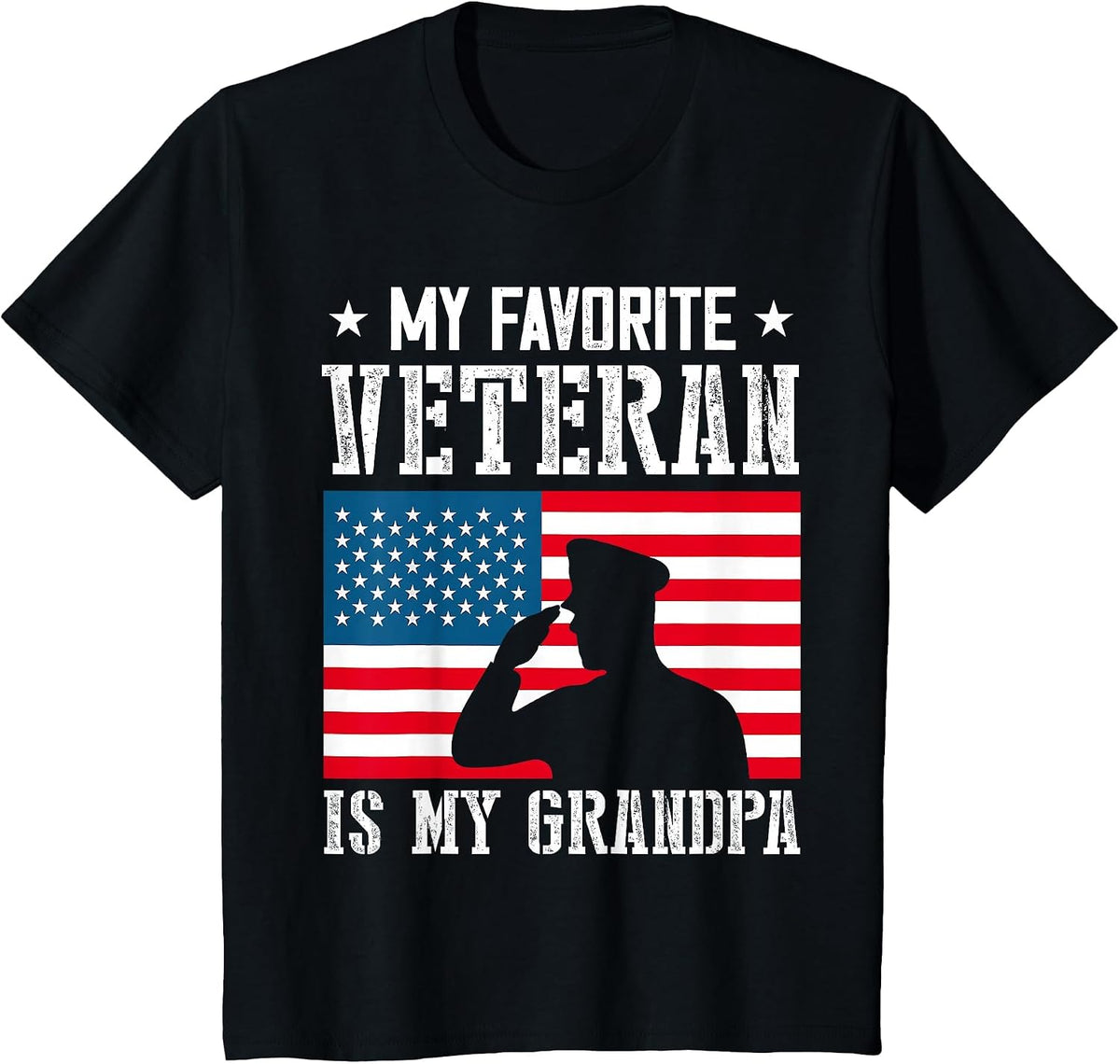 My Favorite Veteran is My Grandpa Veterans Day Thank You T-Shirt - Black