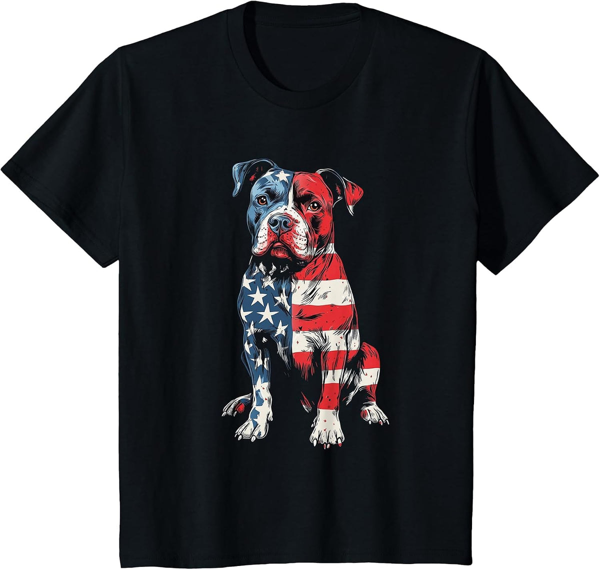 Patriotic Pitbull American Flag Dog Mom Pitbull Dad T-Shirt - Black