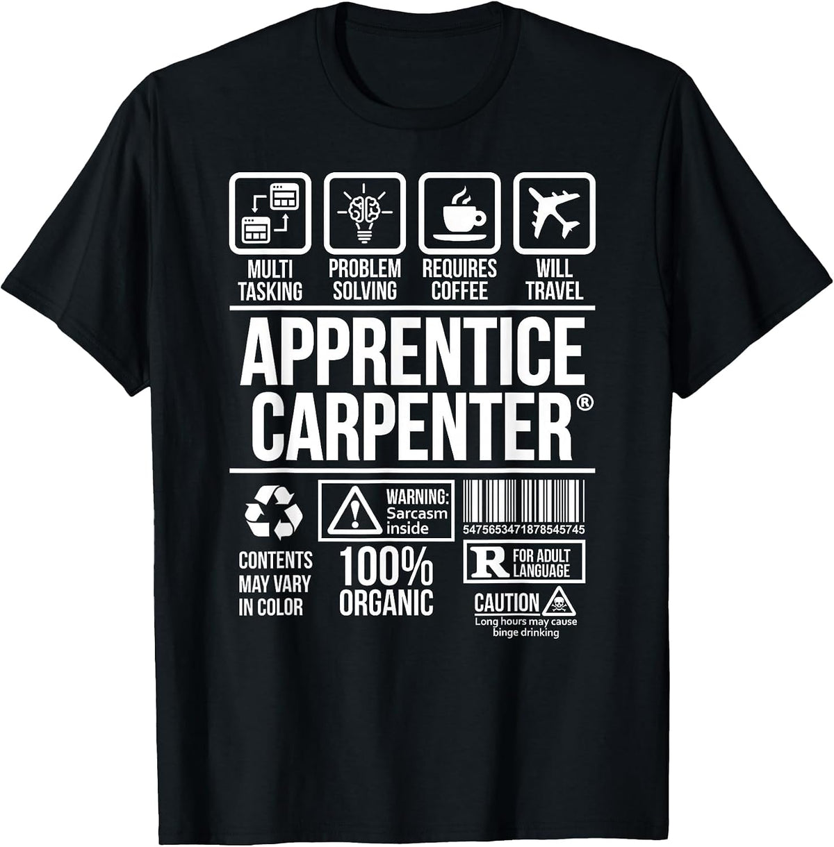 Apprentice Carpenter T-Shirt | Job Profession | #DW T-Shirt - Black