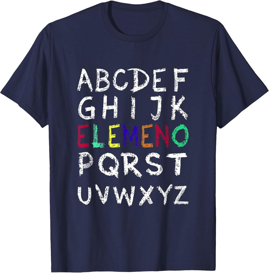 Elemeno Alphabet-Funny Preschool Kindergarten-School Teacher T-Shirt - Navy Blue