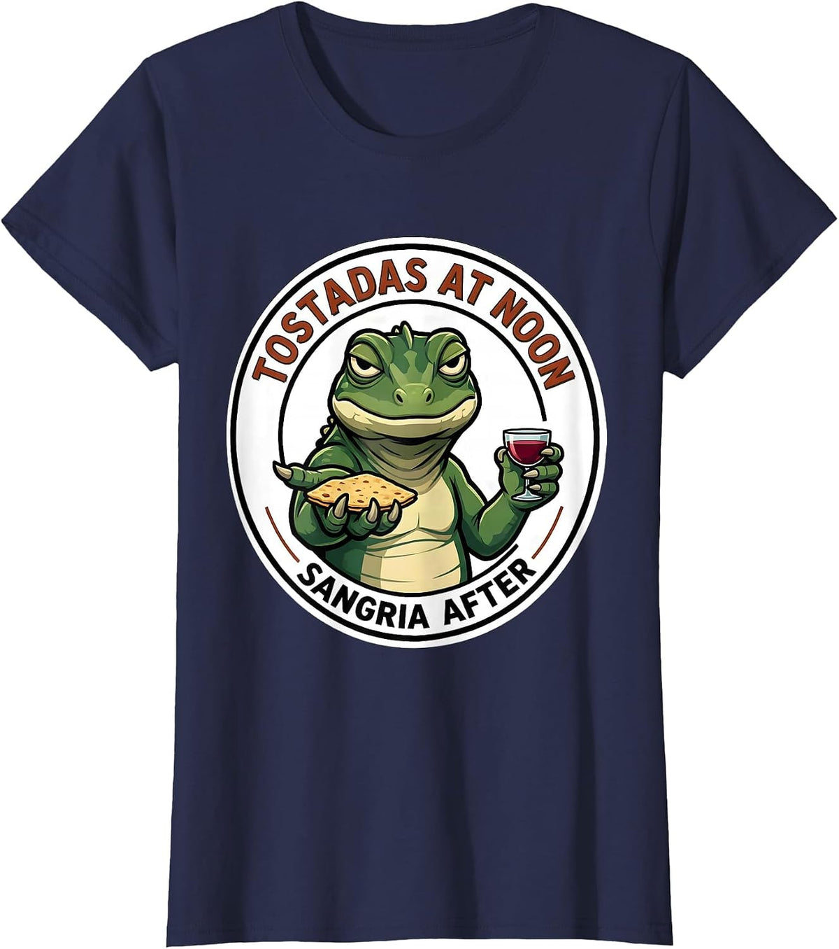 Women's Tostadas At Noon Sangria After Funny Cinco De Mayo Spanish T-Shirt - Navy Blue